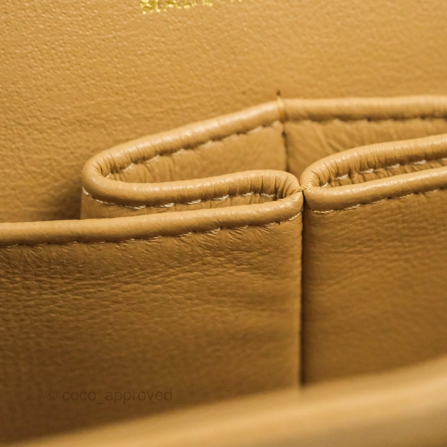 Chanel Quilted M/L Medium Flap Vintage Dark Beige Caviar 24K Gold Hardware
