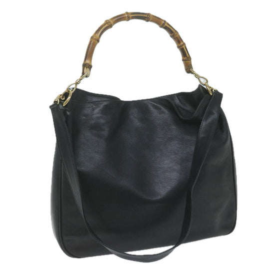 GUCCI Bamboo Shoulder Bag Leather 2way Black  63790