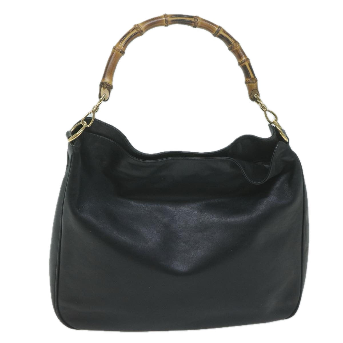 GUCCI Bamboo Shoulder Bag Leather 2way Black  63790