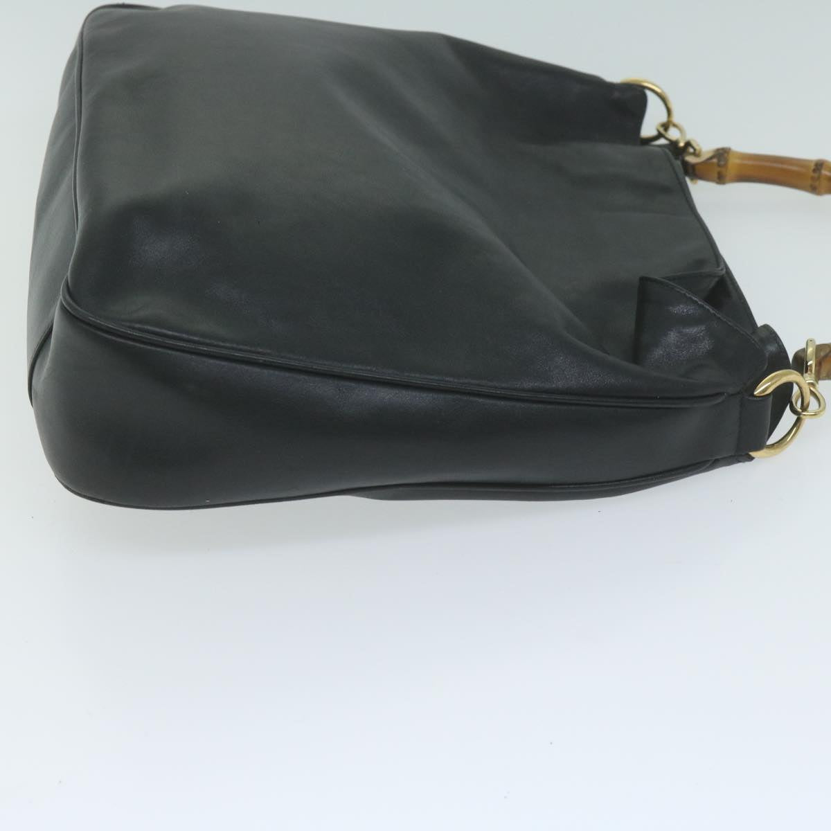 GUCCI Bamboo Shoulder Bag Leather 2way Black  63790