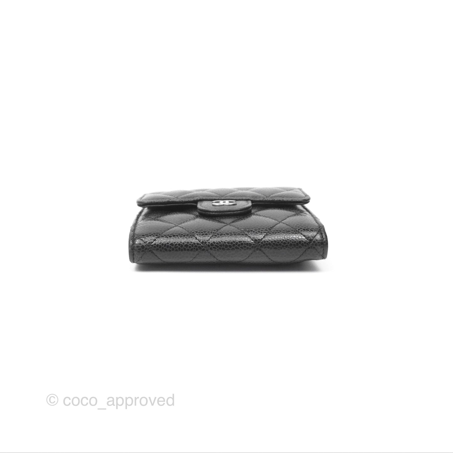 Chanel Classic Short Flap Wallet Black Caviar Silver Hardware