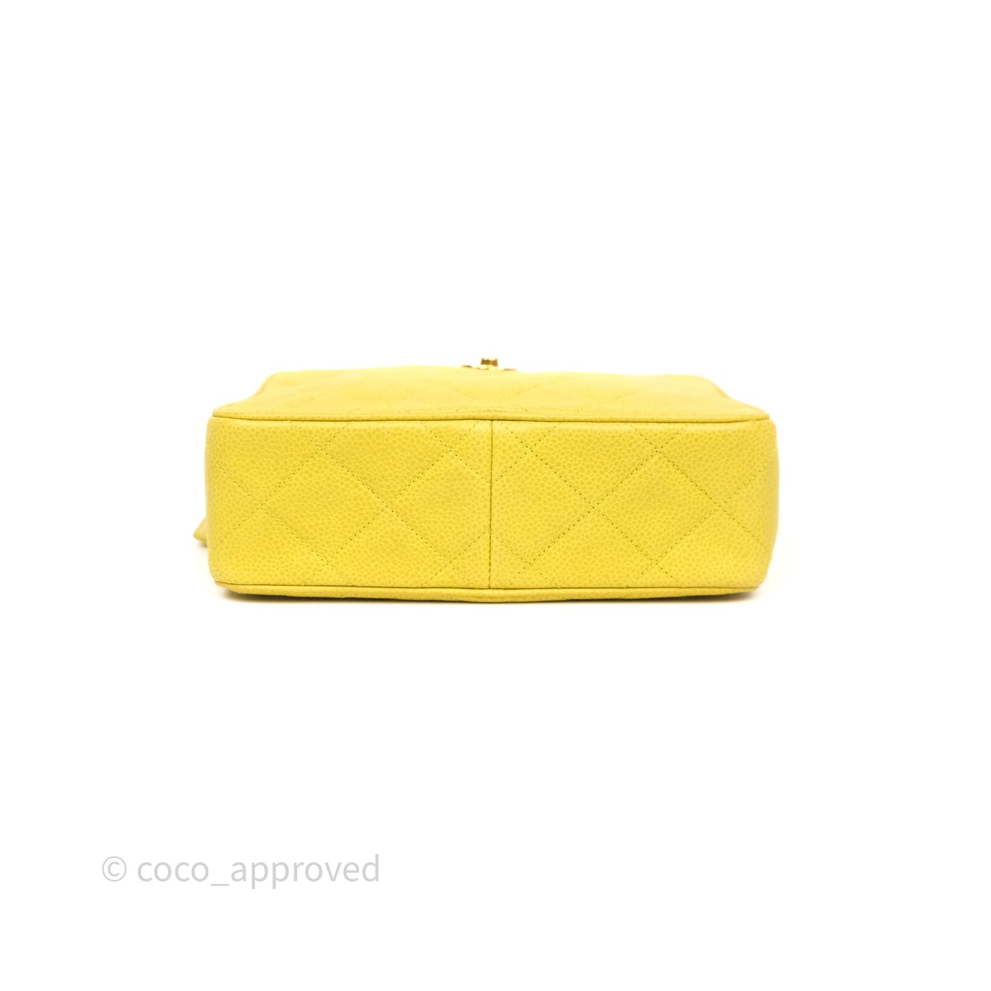 Chanel Vintage Quilted Camera Bag Green Yellow Caviar Gold Hardware