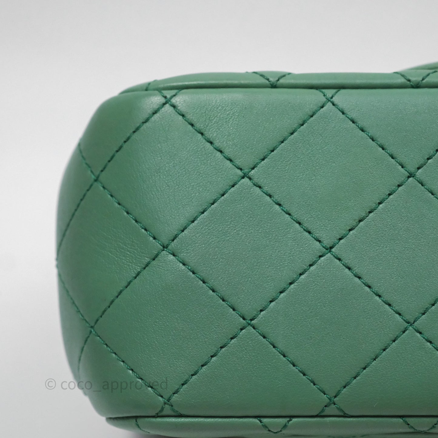 Chanel Pearl Crush Mini Square Quilted Green Lambskin Aged Gold Hardware
