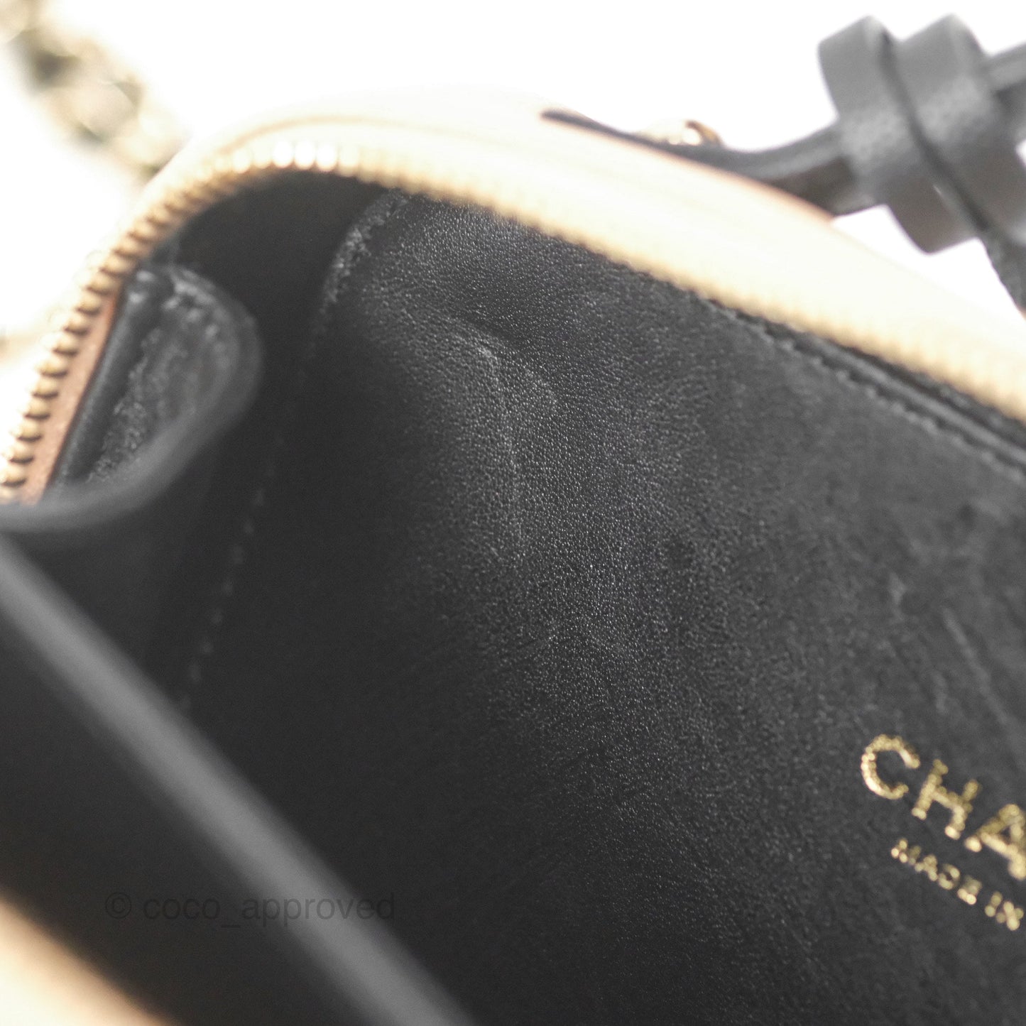 Chanel Quilted New Small CC Filigree Vanity Case Beige Caviar Gold Hardware