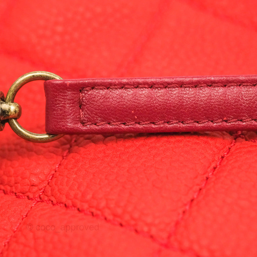Chanel Country Chic Messenger Flap Bag Red Matte Caviar Ruthenium Hardware
