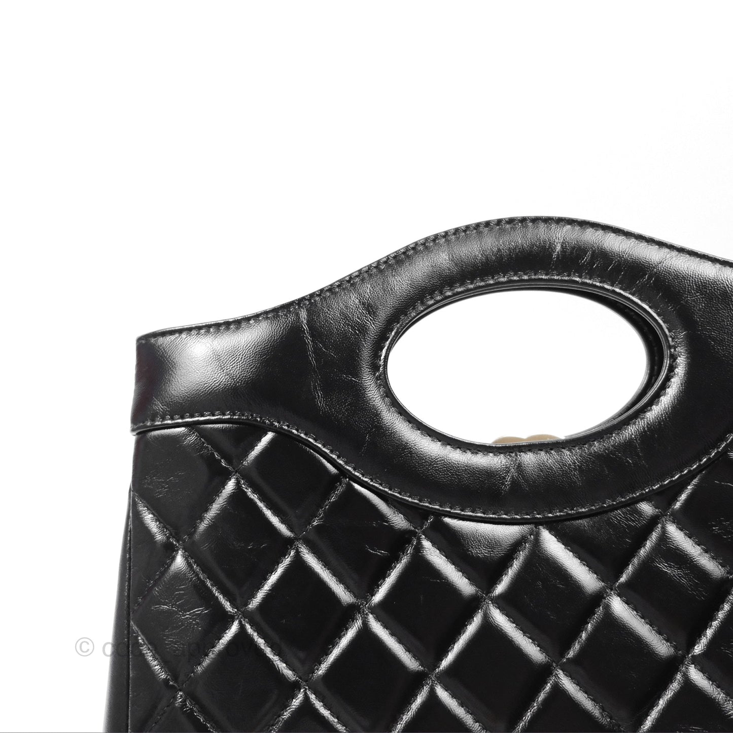 Chanel 31 Small Black Shiny Lambskin Gold Hardware 24S
