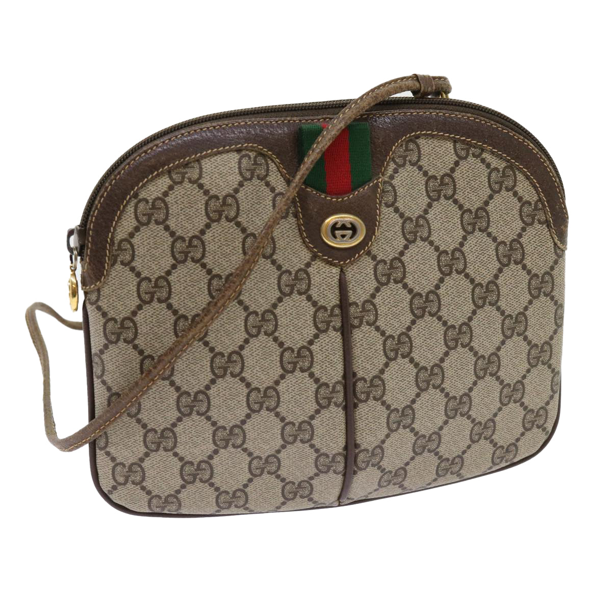GUCCI GG Supreme Web Sherry Line Shoulder Bag Beige Red 904 02 047  63818