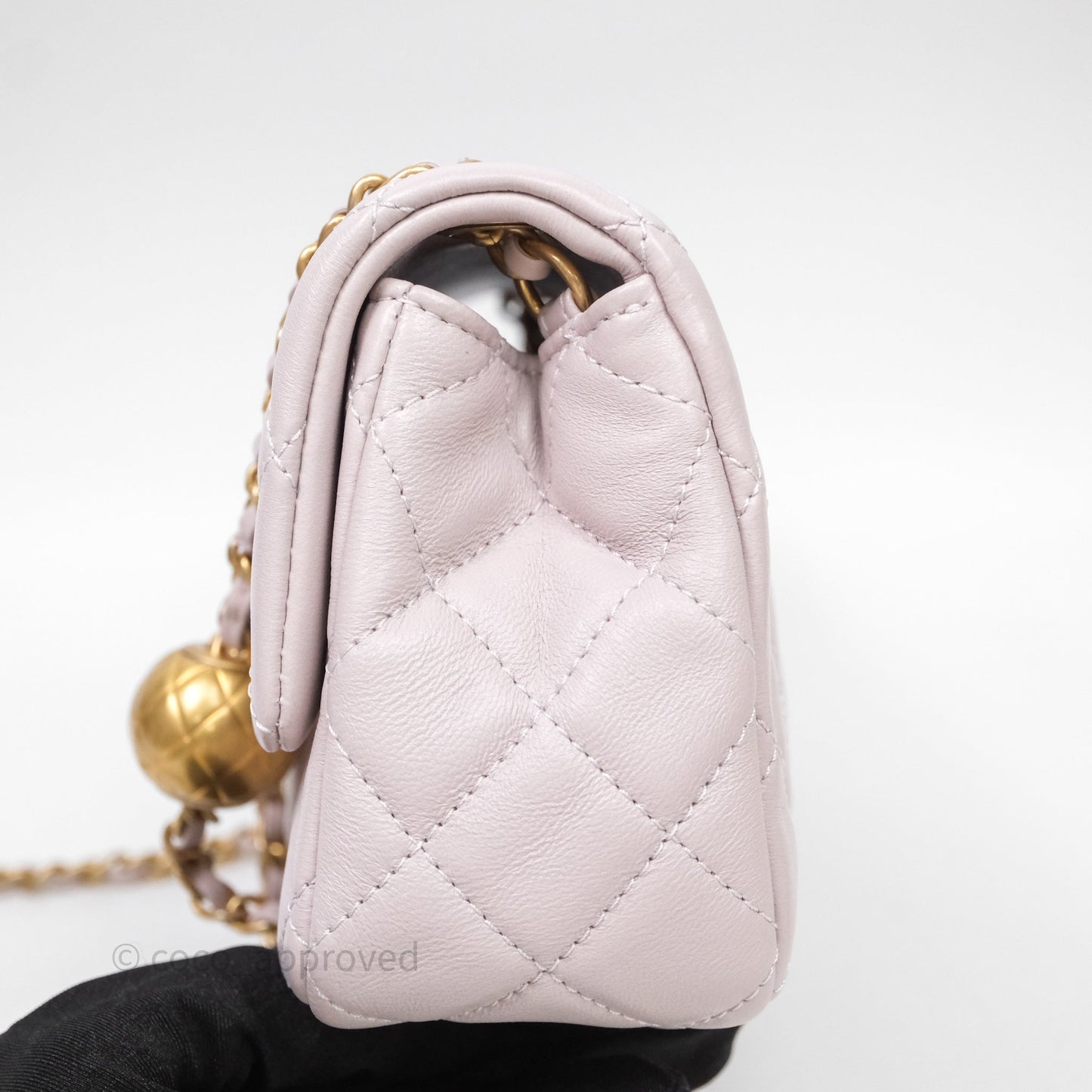 Chanel Mini Rectangular Pearl Crush Lilac Lambskin Aged Gold Hardware