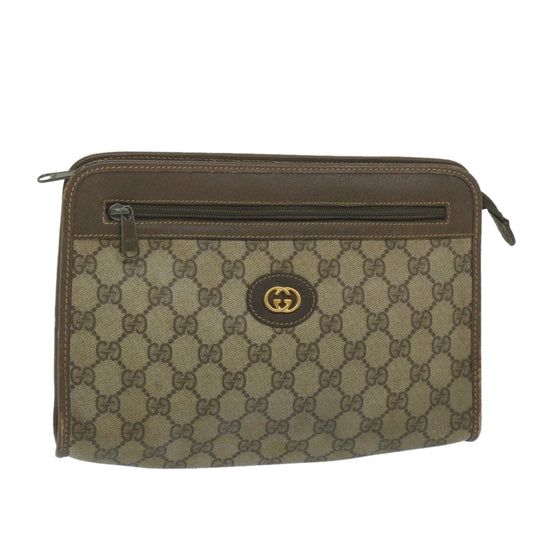 GUCCI GG Supreme Clutch Bag PVC Leather Beige  63836