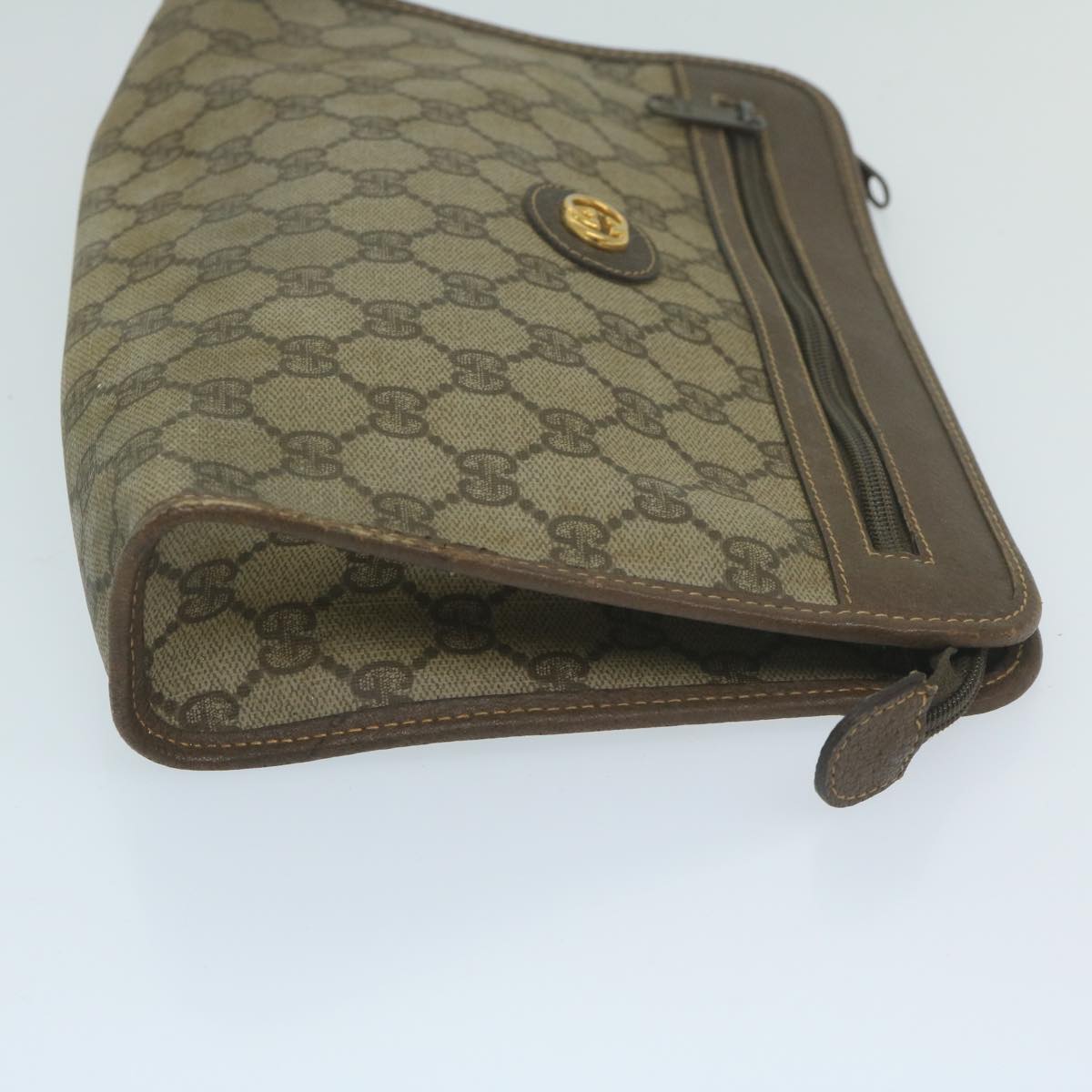GUCCI GG Supreme Clutch Bag PVC Leather Beige  63836