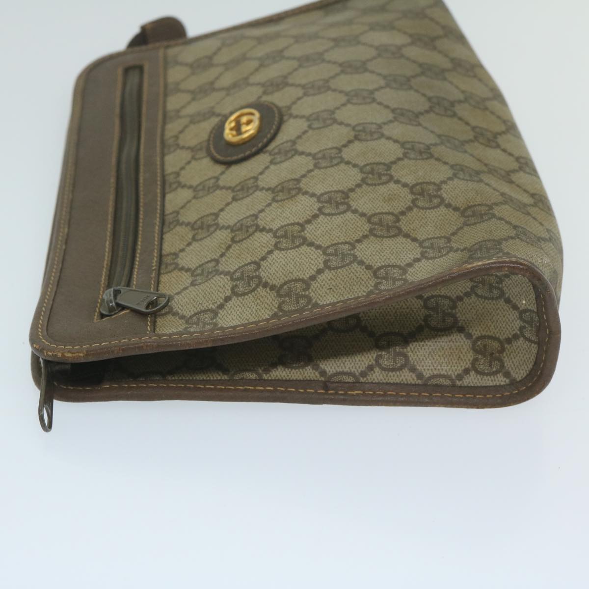 GUCCI GG Supreme Clutch Bag PVC Leather Beige  63836