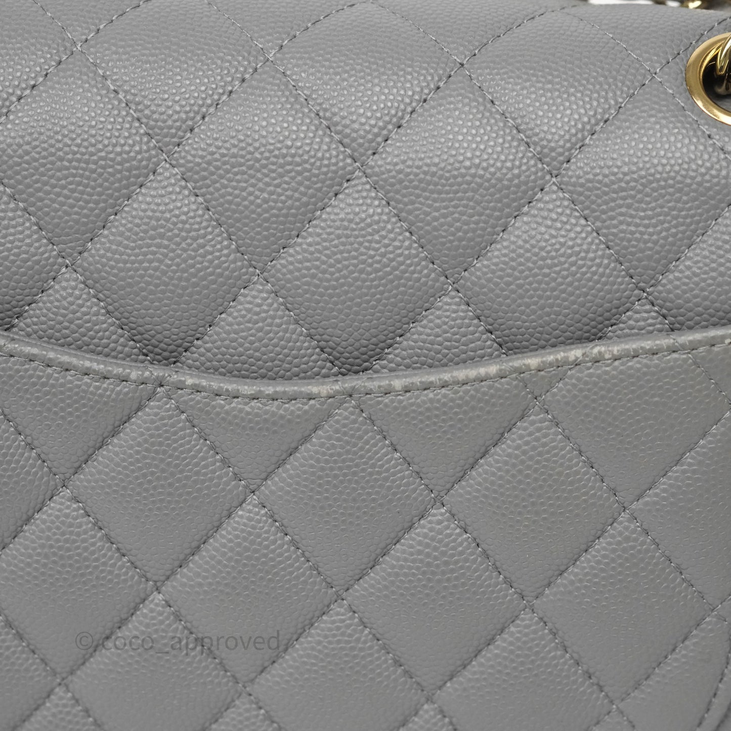 Chanel Small Classic Flap Quilted Grey Caviar Gold Hardware
