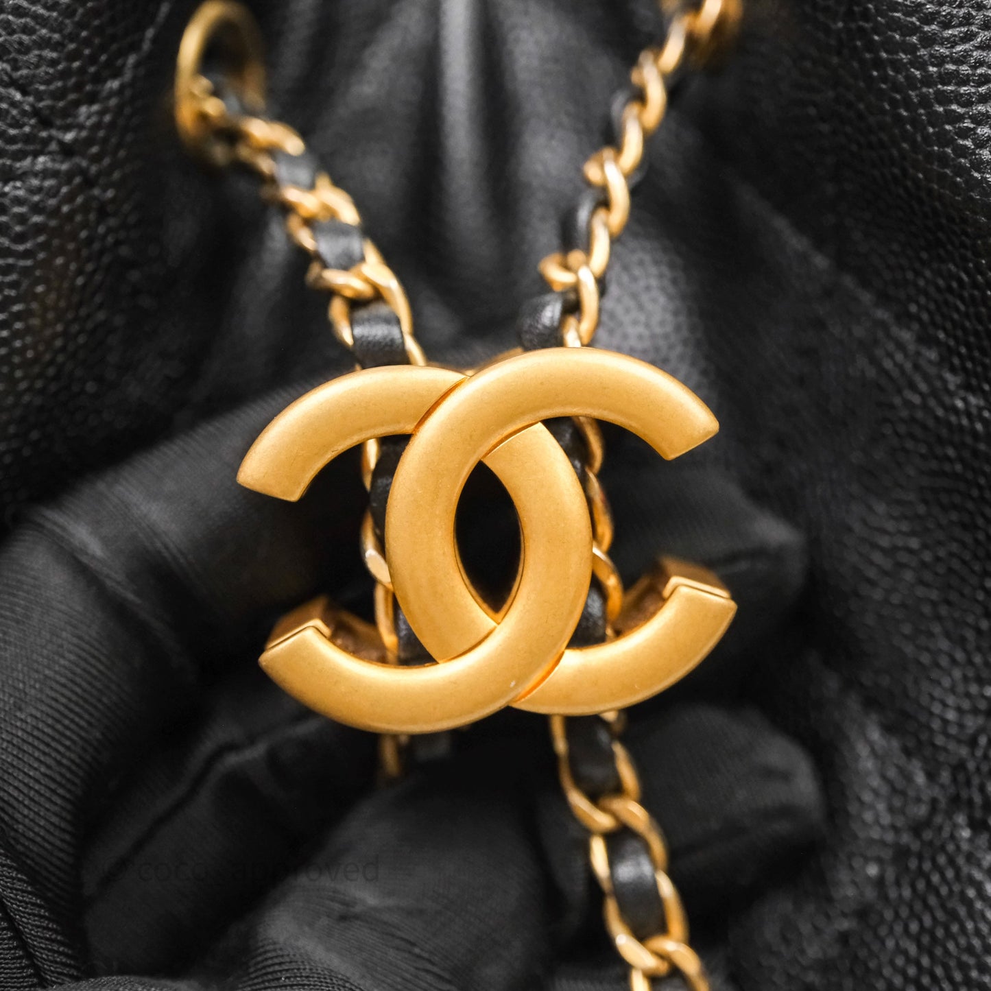 Chanel 25 Medium Black Caviar Aged Gold Hardware