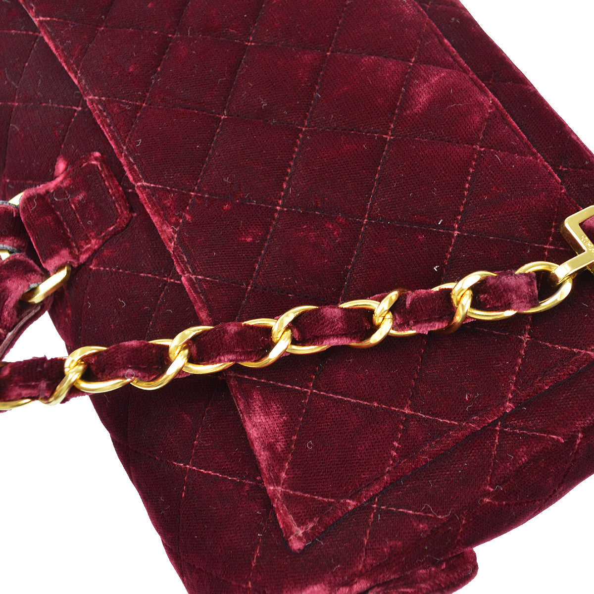 Luxury Chanel * 1994-1996 Classic Flap Backpack Medium Velvet Bordeaux