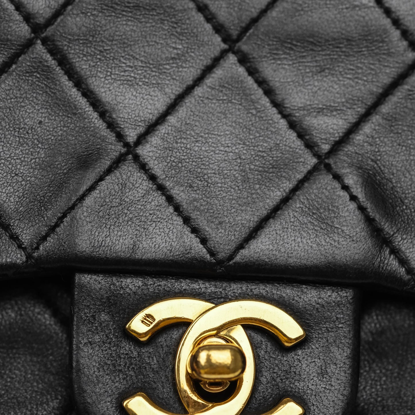 Chanel Vintage Mini Square Black Lambskin 24K Gold Hardware