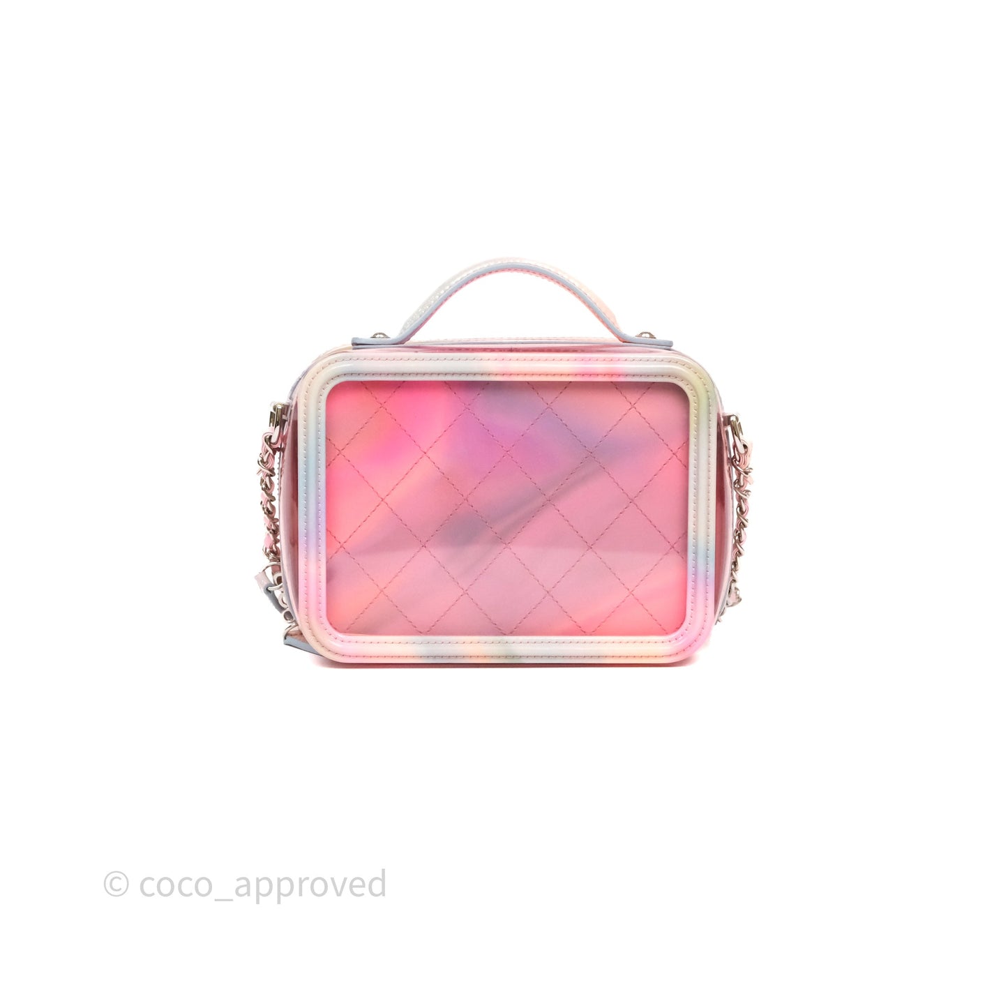 Chanel Filigree Pink Vanity Case PVC Silver Hardware