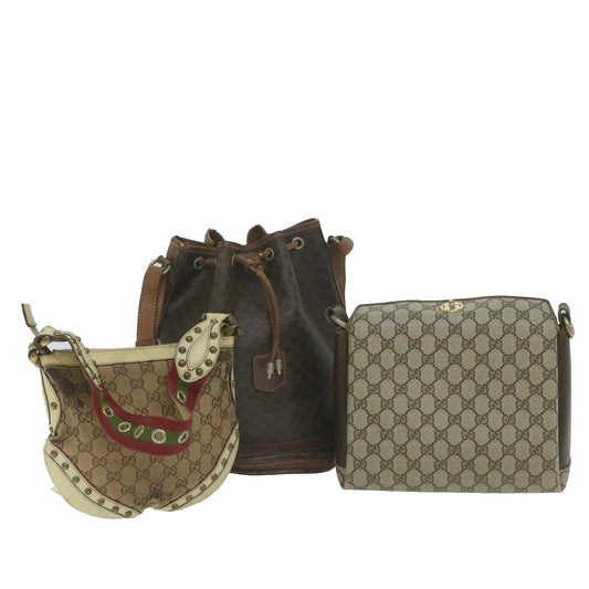 GUCCI GG Canvas Macadam Canvas Celine Shoulder Bag 3Set Beige Brown  63888