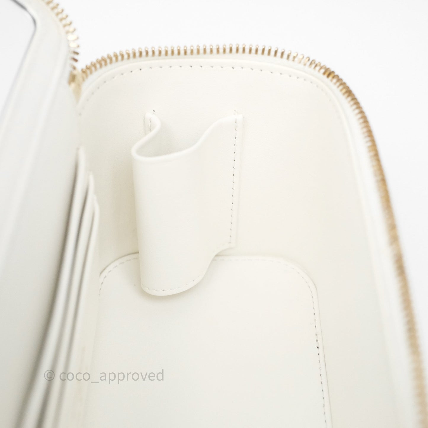 Chanel Logo Top Handle Vanity Rectangular White Caviar Aged Gold Hardware