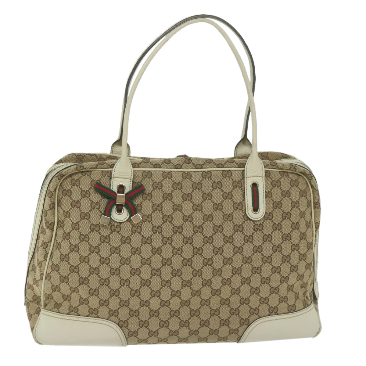 GUCCI GG Canvas Web Sherry Line Shoulder Bag Beige Red Green 162881  63895