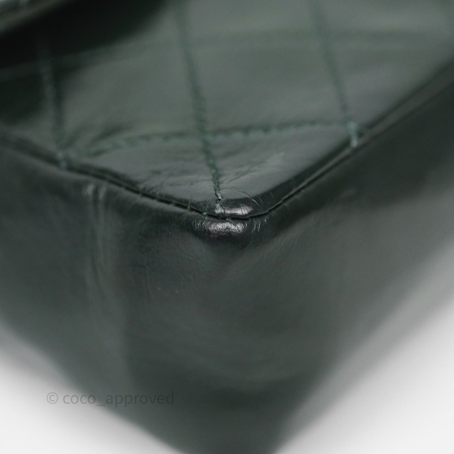 Chanel Vintage Mini Flap Bag Dark Green Lambskin Gold Hardware