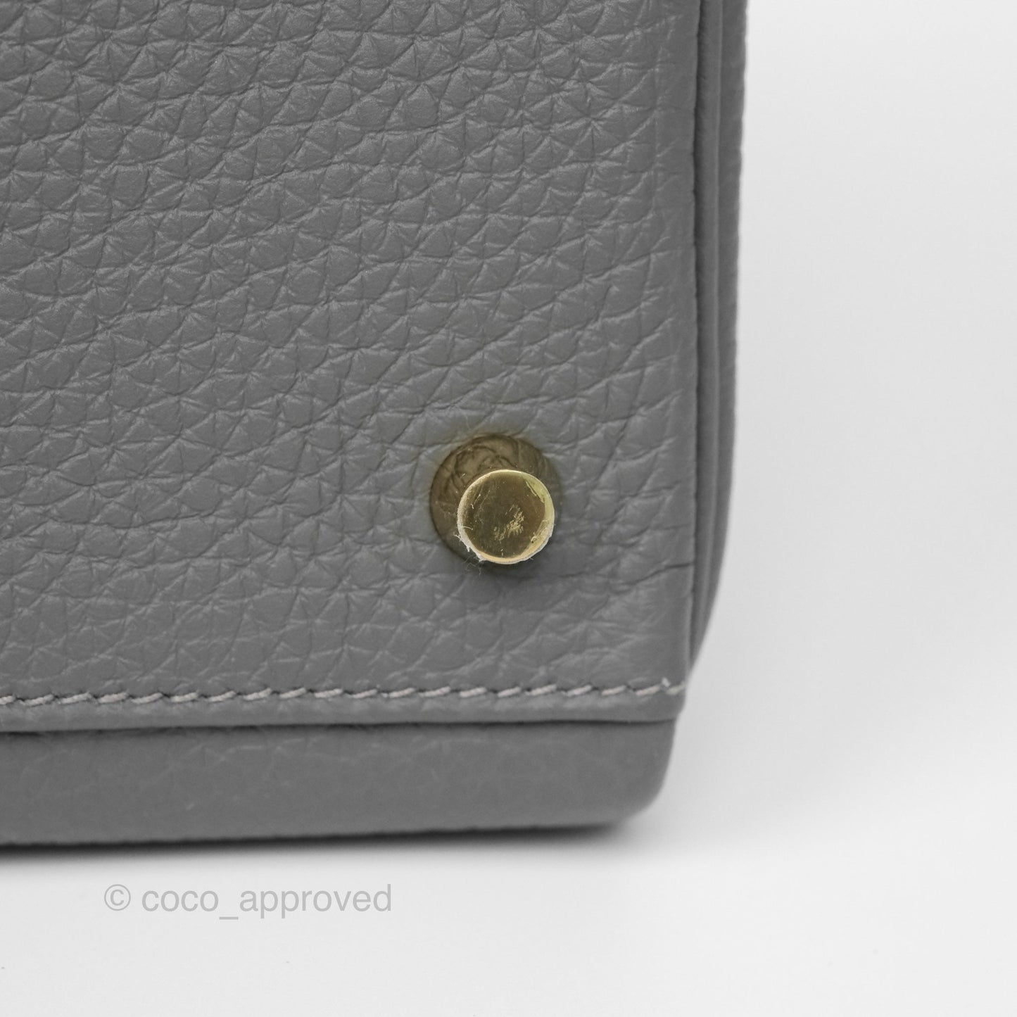 Hermès Kelly 28 Retourne Gris Meyer 0L Clemence Gold Hardware