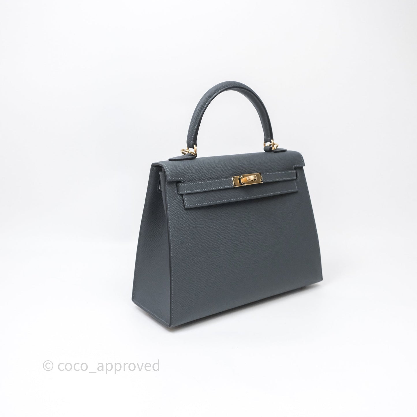 Hermès Kelly 25 Gris Meyer 0L Epsom Light Gold Hardware