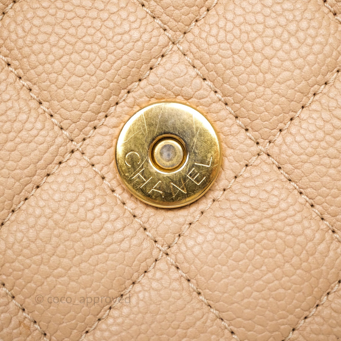 Chanel Small CC Filigree Flap Quilted Beige Black Caviar