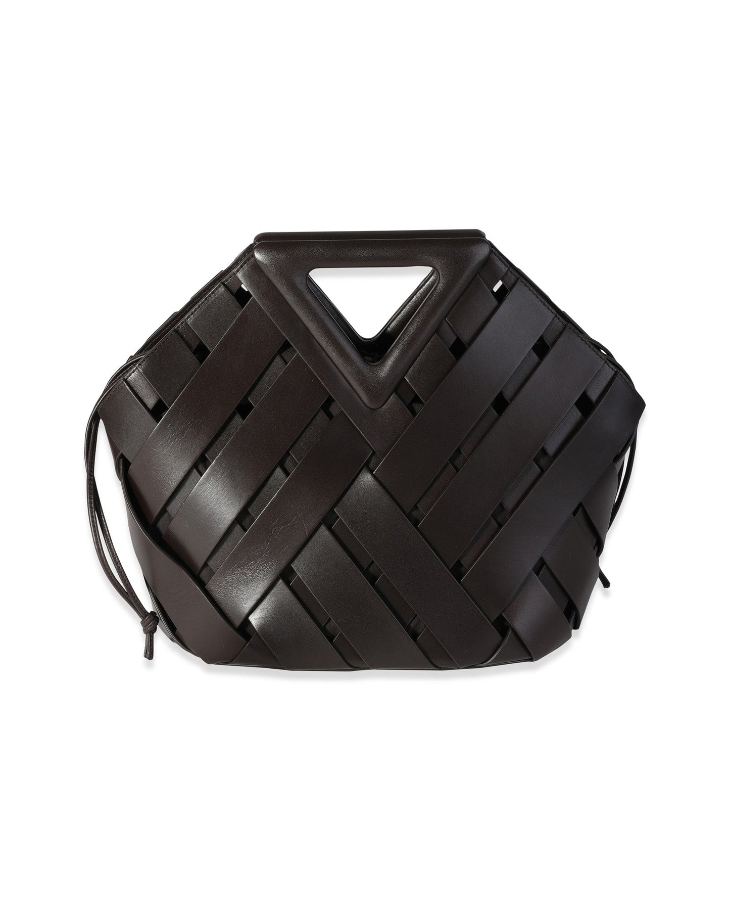 Luxury Bottega Veneta Dark Brown Leather V Woven Drawstring Tote Bag