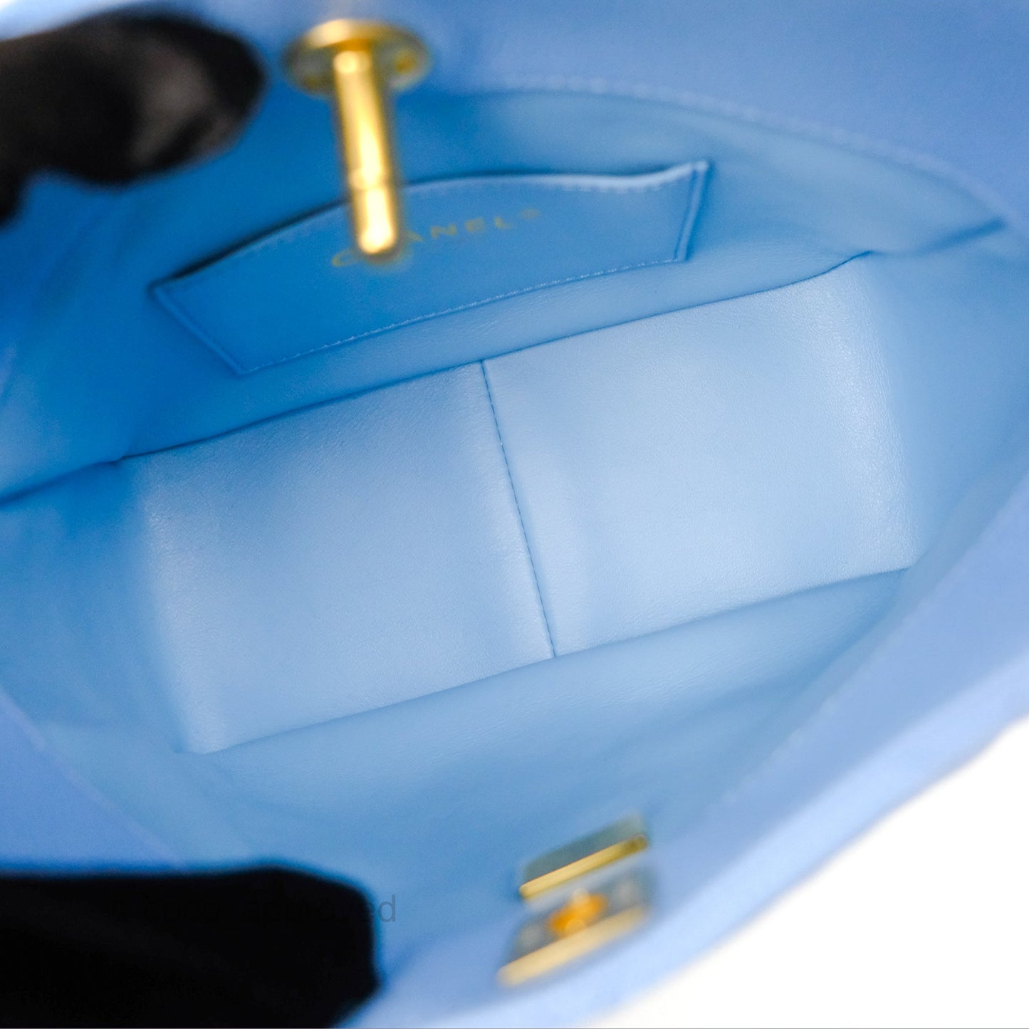 Chanel Small CC Chain Hobo Caviar Blue Aged Gold Hardware