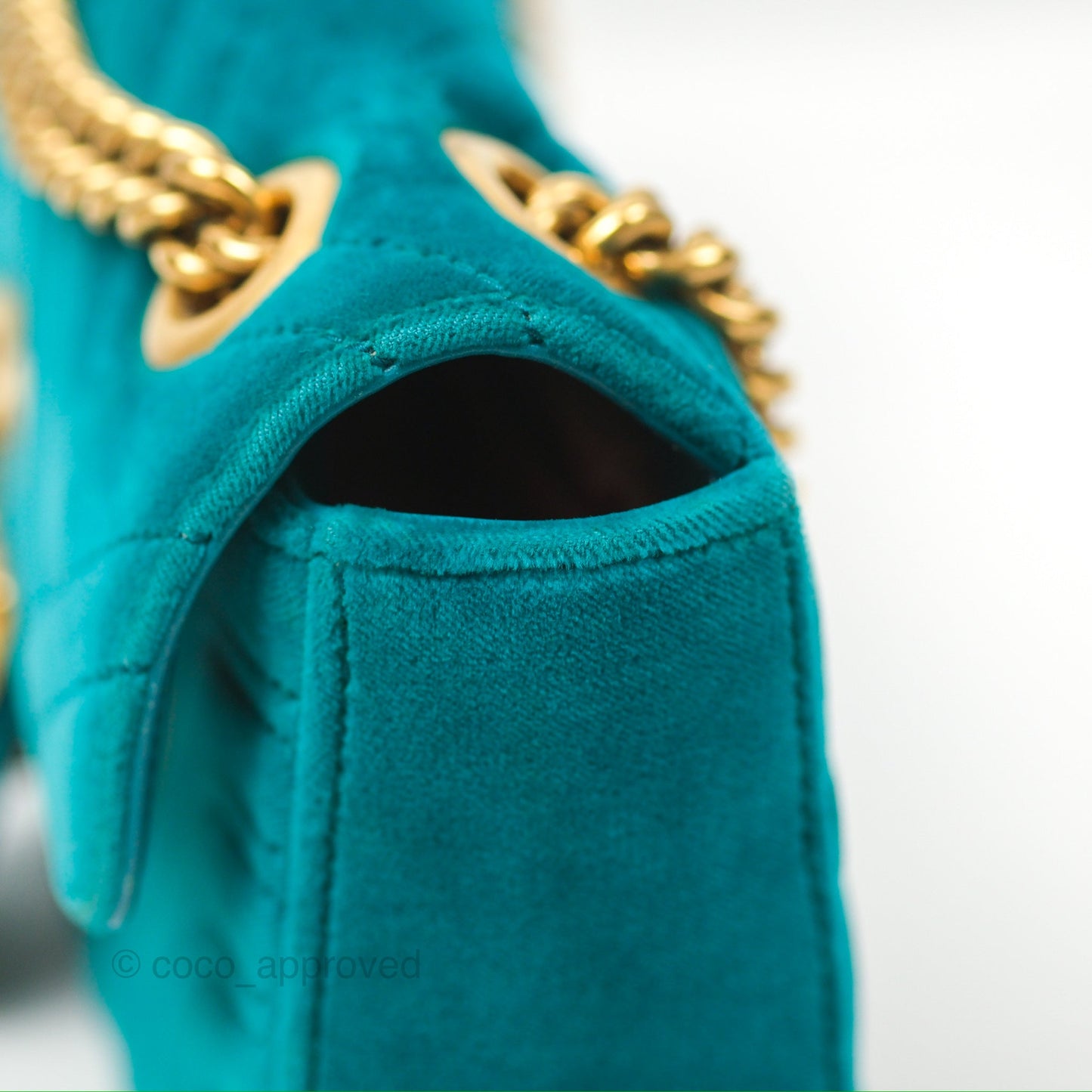Gucci Mini Marmont Velvet Green Gold Hardware