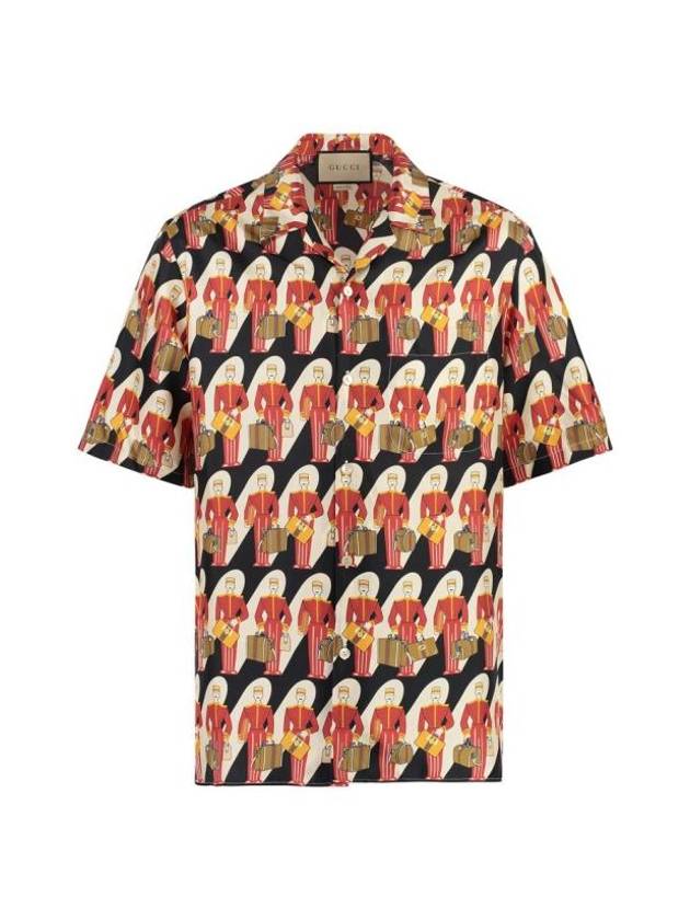 Luxury Gucci Trending 2025 Porter Print Silk Short Sleeve Shirt