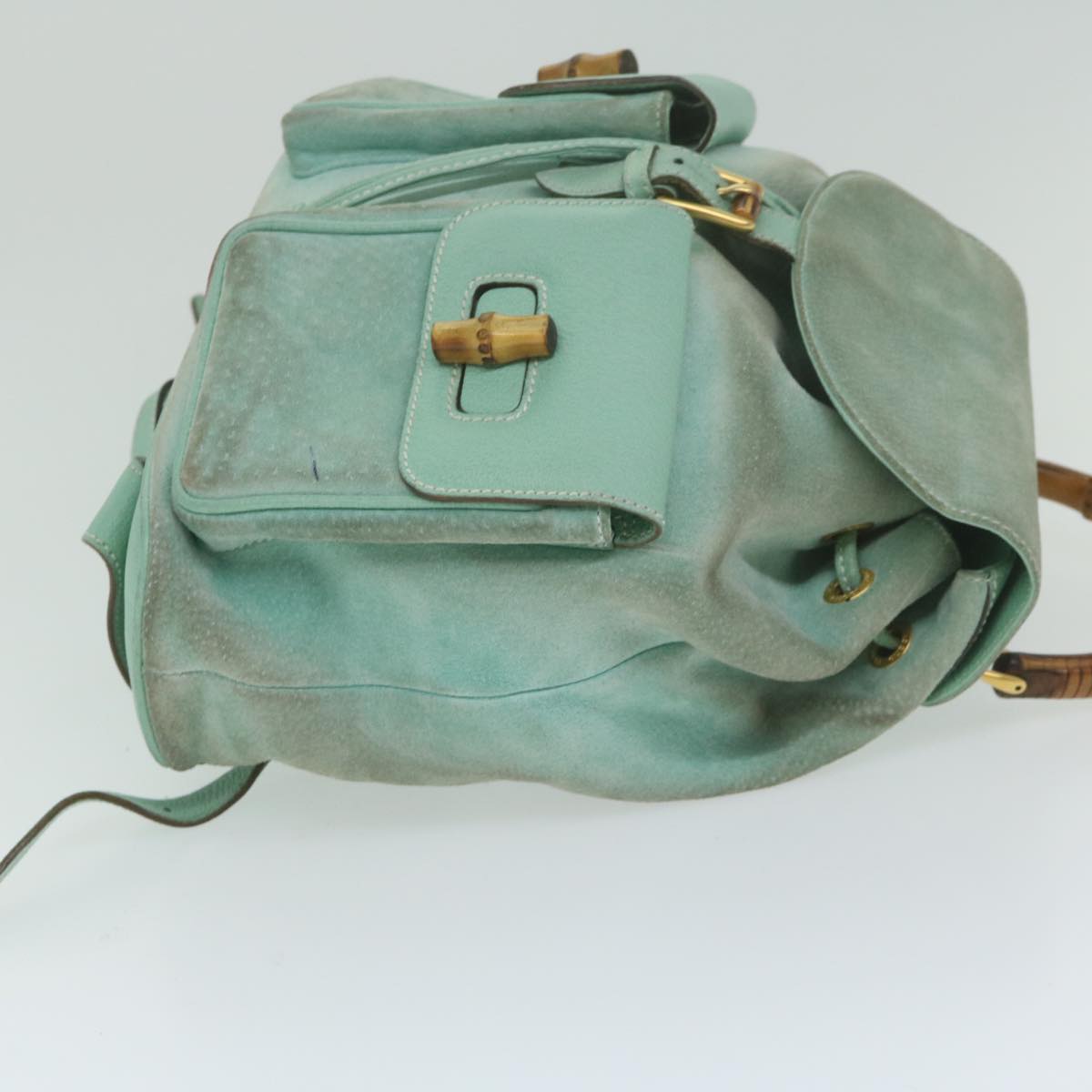 GUCCI Bamboo Backpack Suede Light Blue  63986