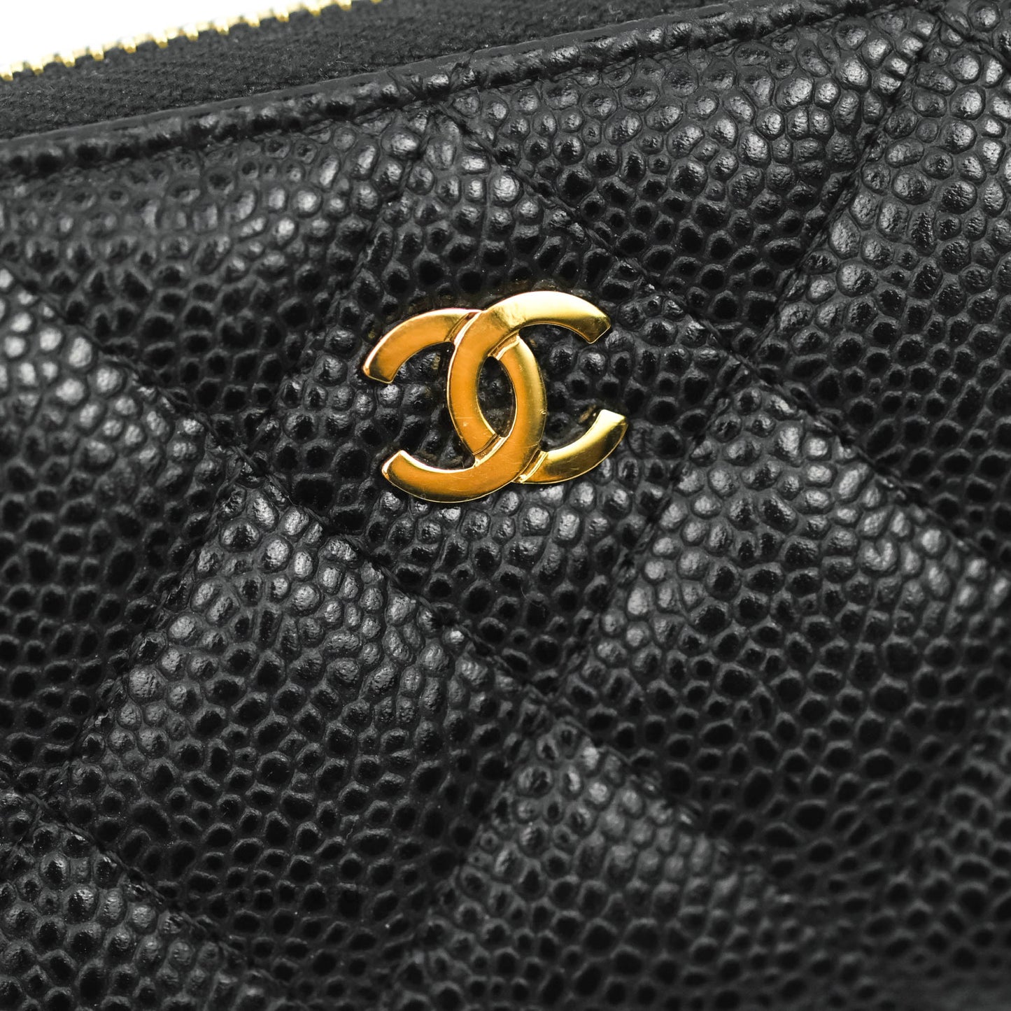 Chanel Classic Zipped Coin Purse Black Caviar Gold Hardware