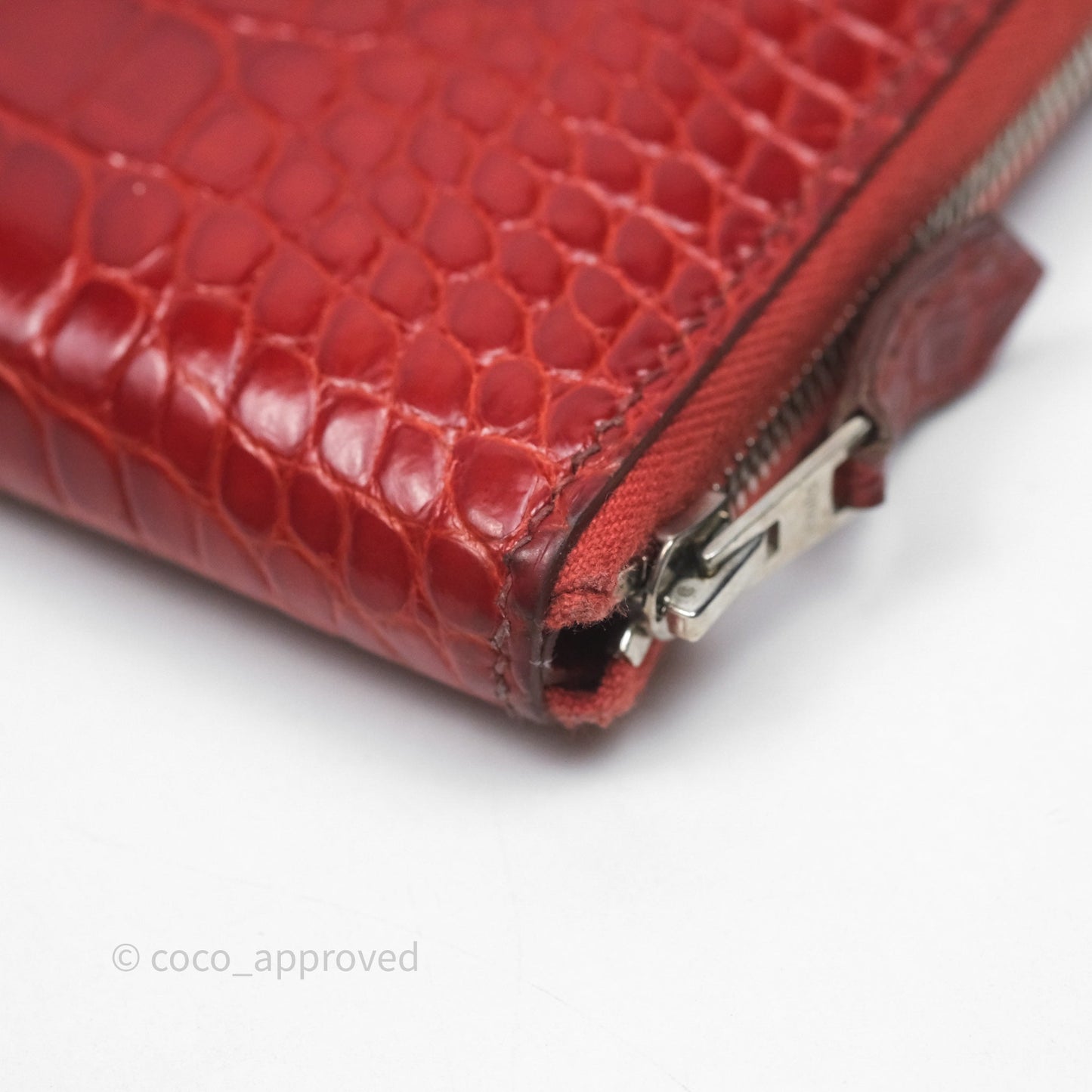 Hermès Azap Wallet Red Alligator Palladium Hardware