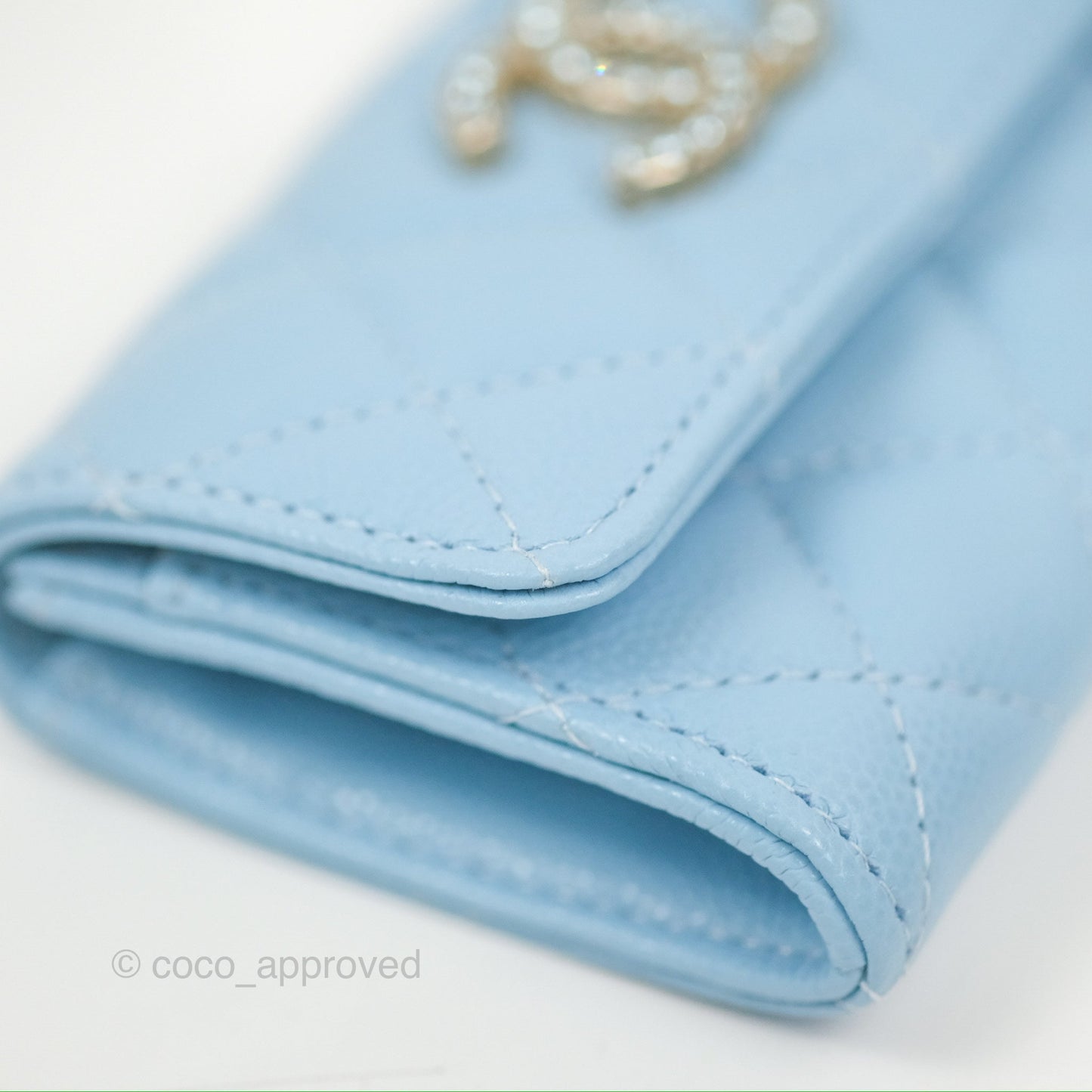 Chanel Crystal CC Quilted Flap Card Holder Blue Caviar