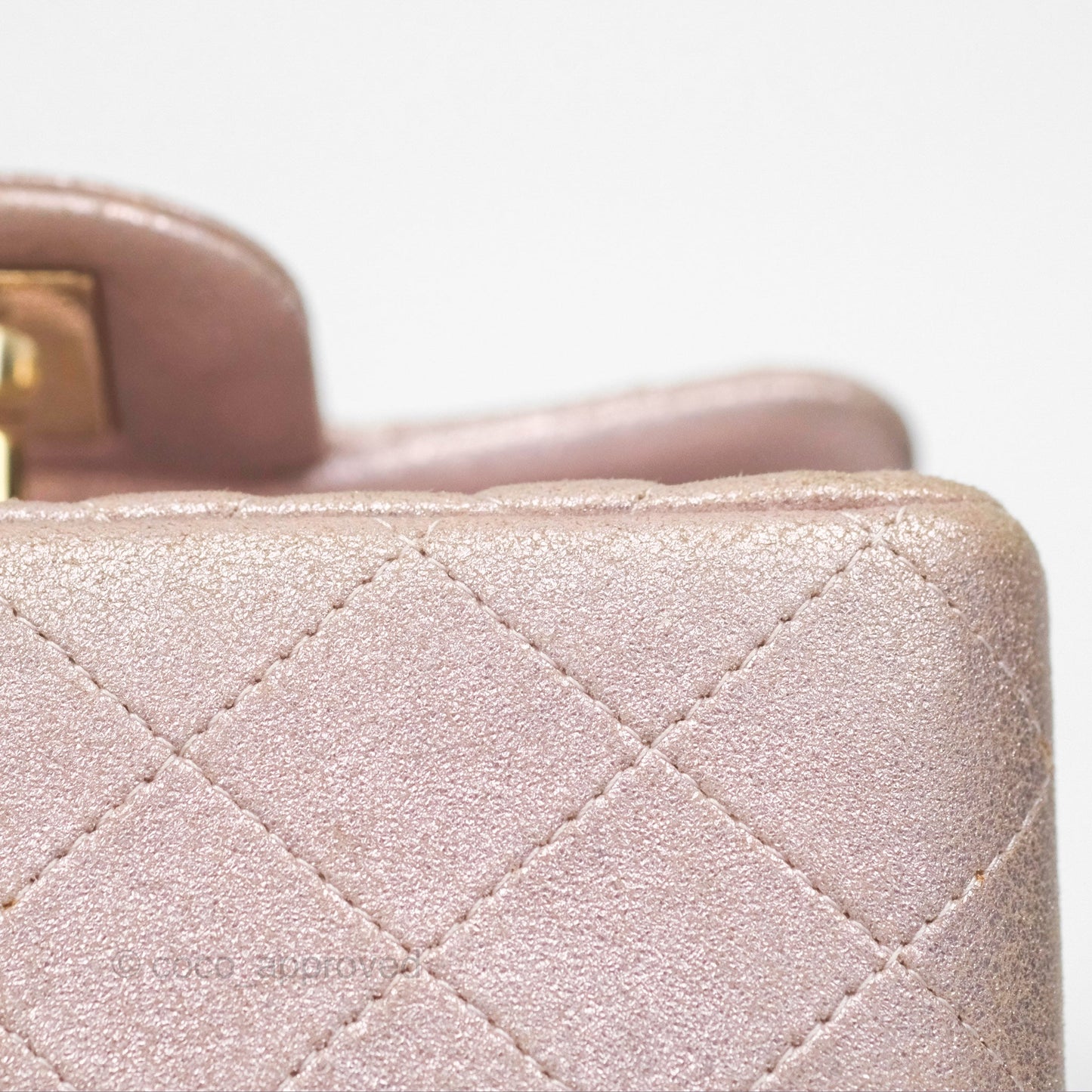 Chanel Mini Square Metallic Rose Gold Goatskin Gold Hardware 14B