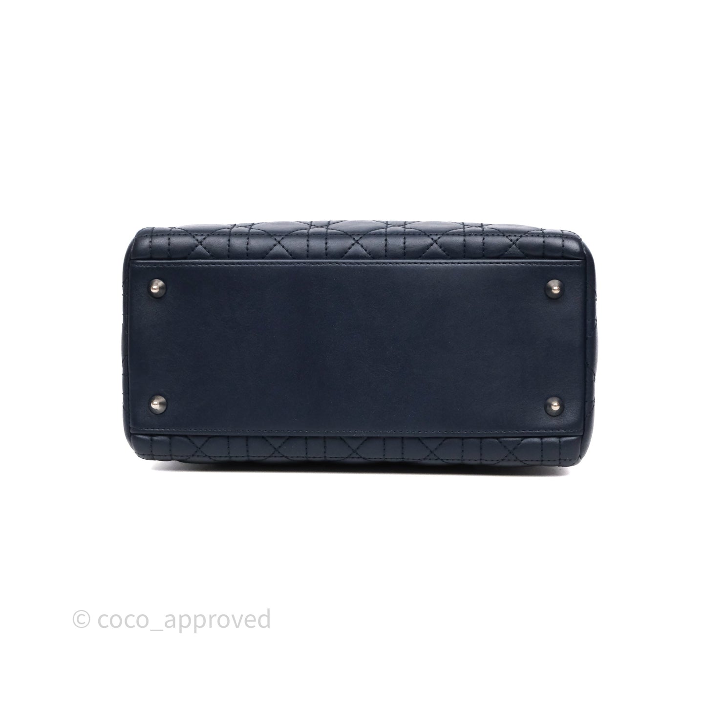 Christian Dior Medium Lady Dior Navy Lambskin Silver Hardware