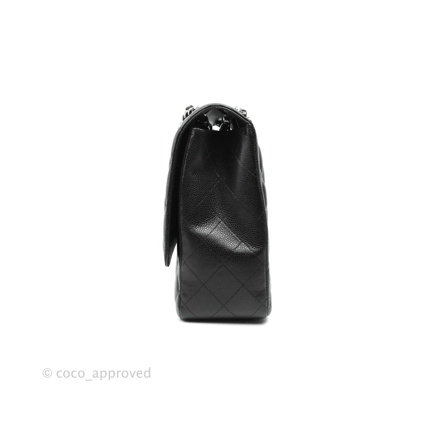 Chanel Single Flap Maxi Caviar Black Silver Hardware