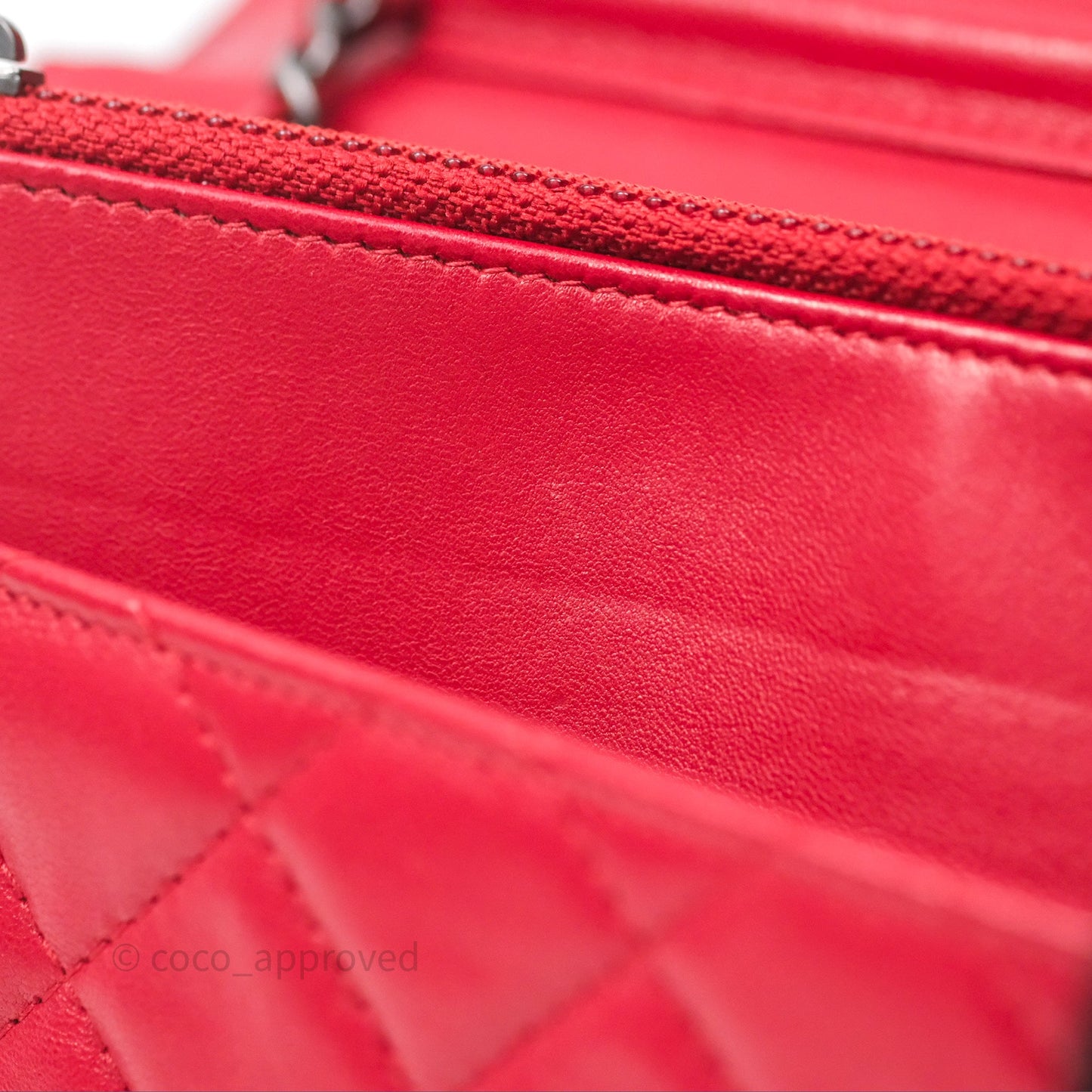 Chanel Boy Wallet on Chain WOC Red Lambskin Ruthenium Hardware
