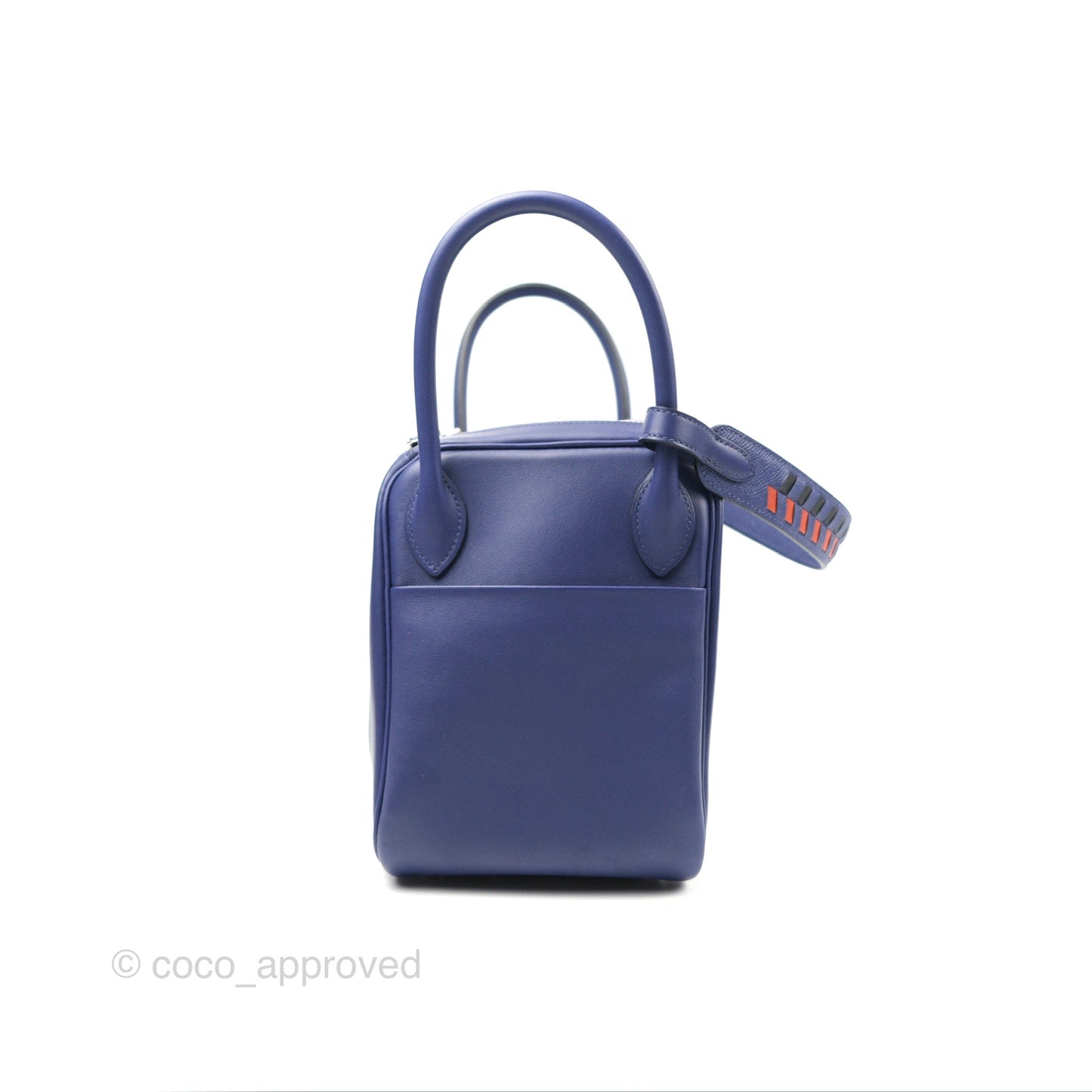 Hermès Lindy Tressage De Cuir 30 Bleu Encre/Brique/Black Swift Palladium Hardware