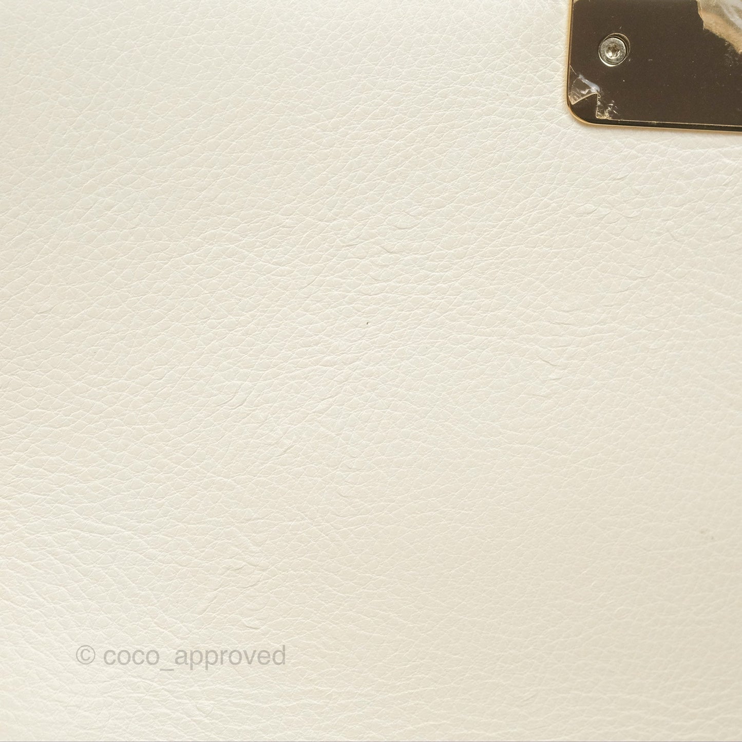 Chanel Quilted Label Click Flap Bag White Grained Calfskin Gold Hardware