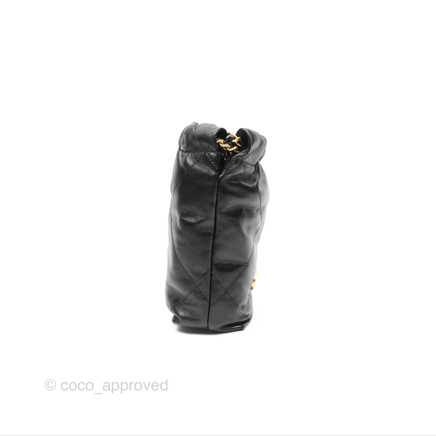 Chanel 22 Mini Bag with Pearl Chain Black Shiny Crumpled Calfskin