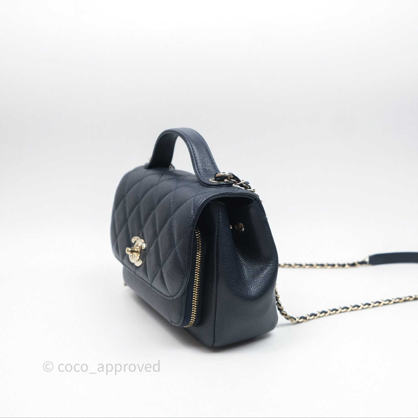 Chanel Quilted Small Business Affinity Flap Navy Caviar Gold Hardware