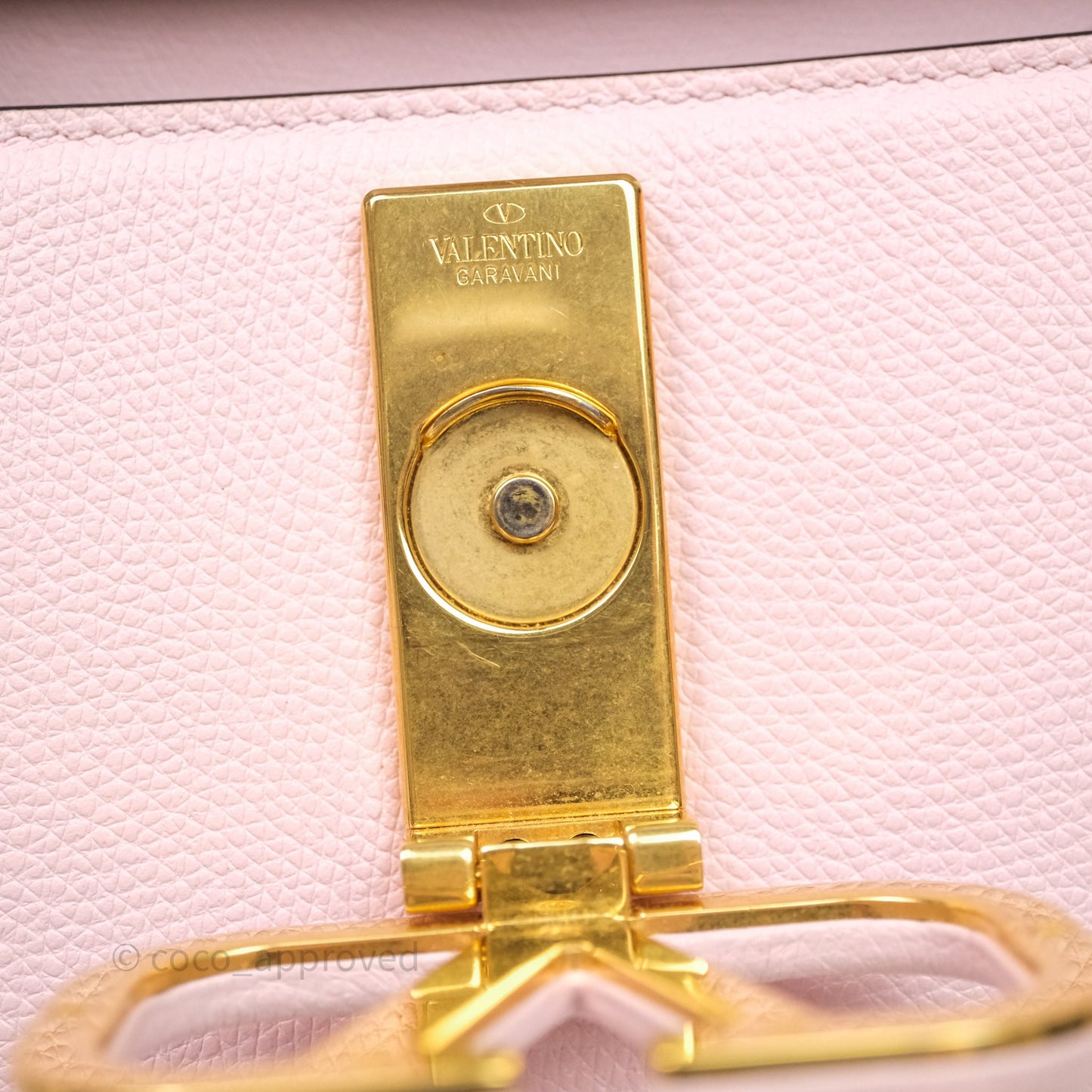 Valentino Garavani Small Vsling Grainy Calfskin Bag Light Pink Aged Gold Hardware