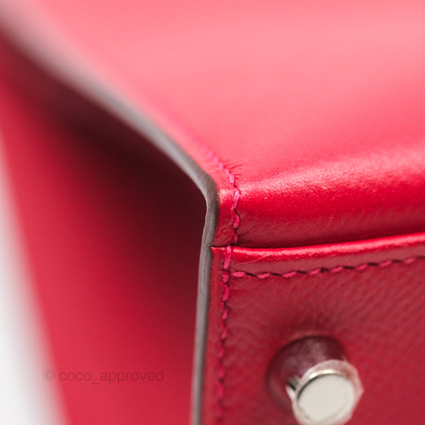 Hermès Kelly 32 Sellier Rouge Casaque Q5 Epsom Palladium Hardware