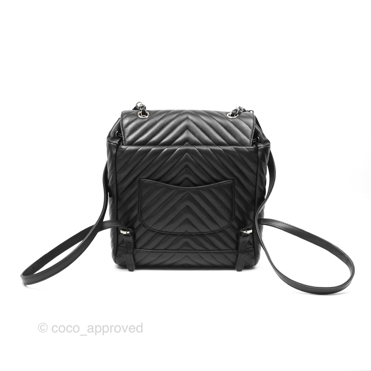 Chanel Medium Chevron Urban Spirit Backpack Black Calfskin Silver Hardware
