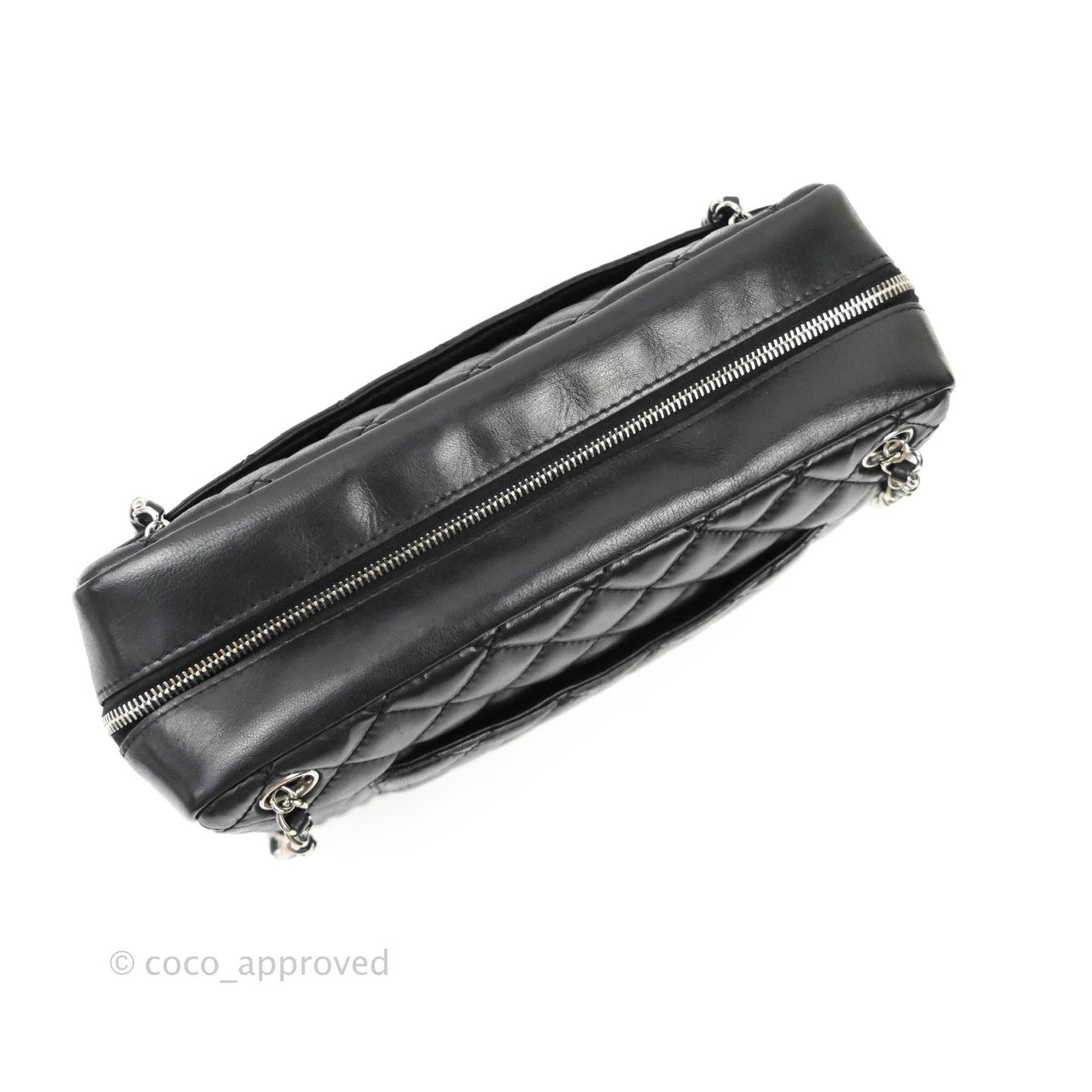 Chanel Quilted Camera Case Bag Black Lambskin Silver Hardware