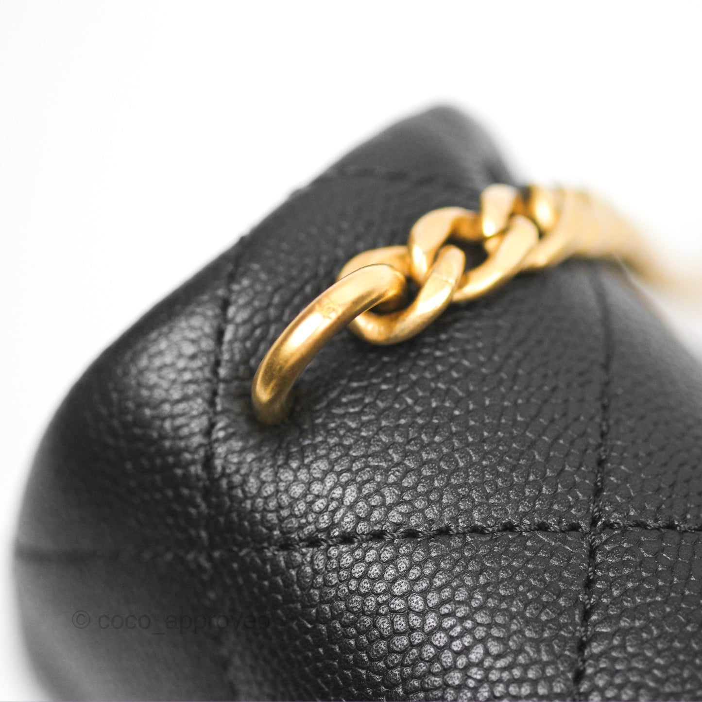 Chanel Mini Flap Bag Heart Adjustable Chain Black Caviar Aged Gold Hardware