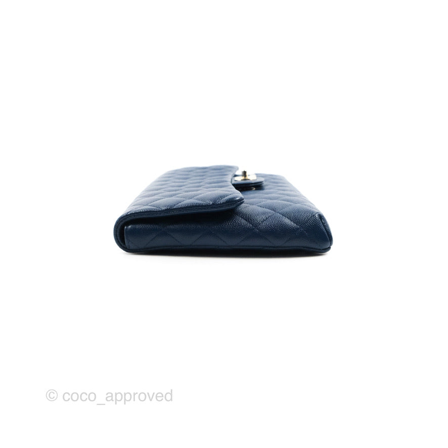 Chanel Quilted Caviar Navy Timeless Clutch Gold Hardware