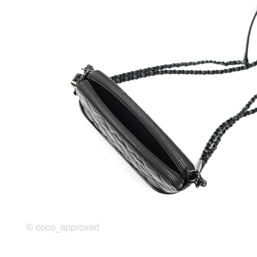 Chanel Gabrielle Clutch With Chain Aged Calfskin So Black